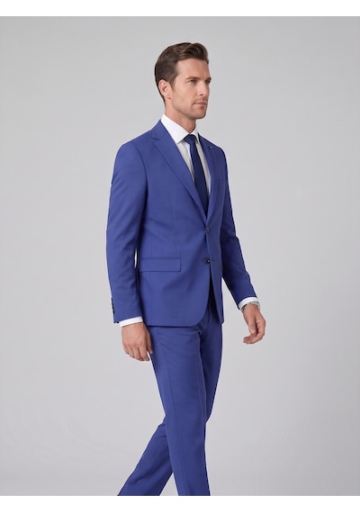 Tk6893 Erkek Klasik 2 Li Takım Elbise 2 Düğmeli Slim Fit Esnek Kumaş Çift Yırtmaçlı 7 Drop İndigo
