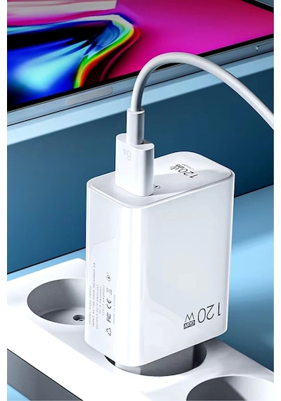 120w Usb Hızlı Type C Uçlu Kablolu Şarj Aleti Çok Renkli