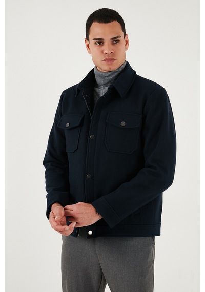 Buratti Slim Fit Ceket Yaka Astarlı Kaşe Erkek Kaban 58400347 Lacivert