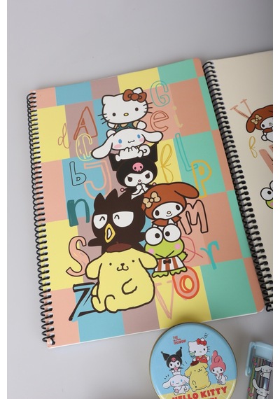 Dekomus İle Lisanslı Hello Kıtty And Best Frıends Kuromı,cınnamorol,my Melody Kırtasiye Seti 9 Parça Altın