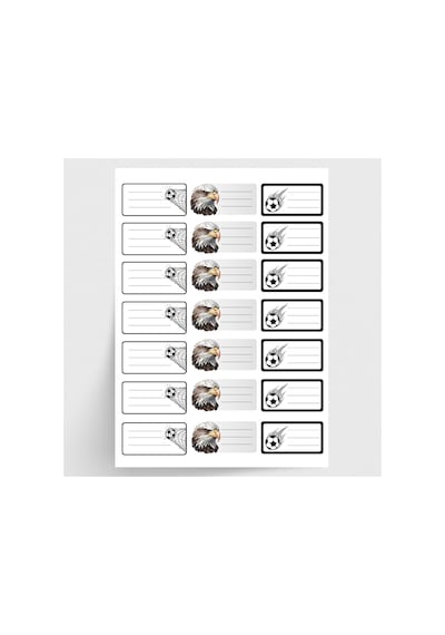 Siyah-beyaz İsimlik Okul Etiketi, Sticker Seti, 210 Adet