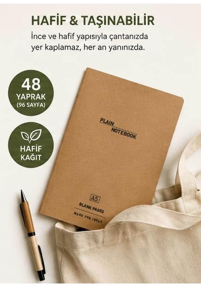 Etika A5 Kraft Kapak Tel Dikişli Defter Seti, 4'lü Paket, 48 Yaprak 96 Sayfa , Hafif Kağıt 124-Pembe