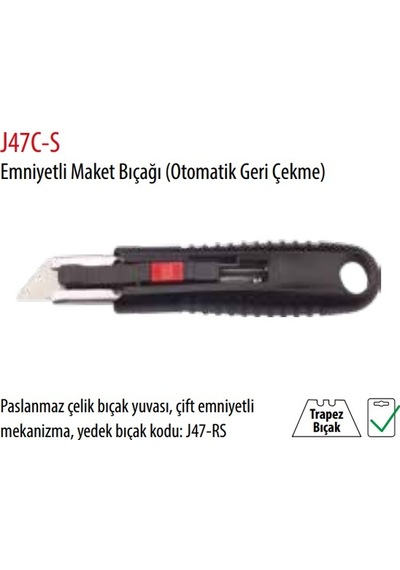 Ceta Form Emniyetli Maket Bıçağı Otomatik Geri Çekme