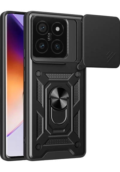 Newface Xiaomi Mi 14t Pro Kılıf Pars Lens Yüzüklü Silikon - Siyah