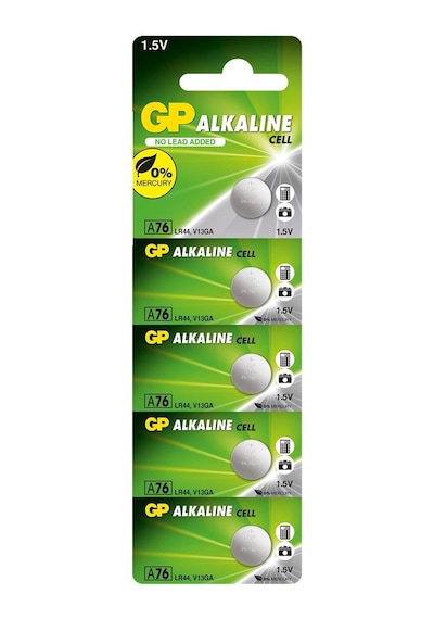 Gp Gpa76-c5 Lr44 Ag13 Alkalin Düğme Pil 5'li Paket