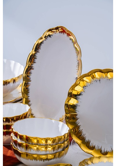 Acar Marlene Gold 6 Kişilik 33 Parça Kahvaltı Takımı Beyaz/gold
