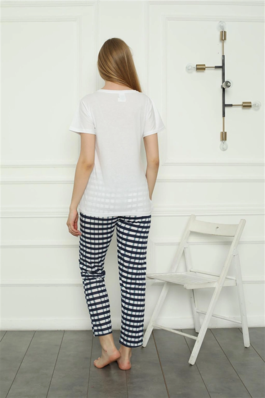 Akbeniz Kadın Penye Pijama Takım 4160 Beyaz