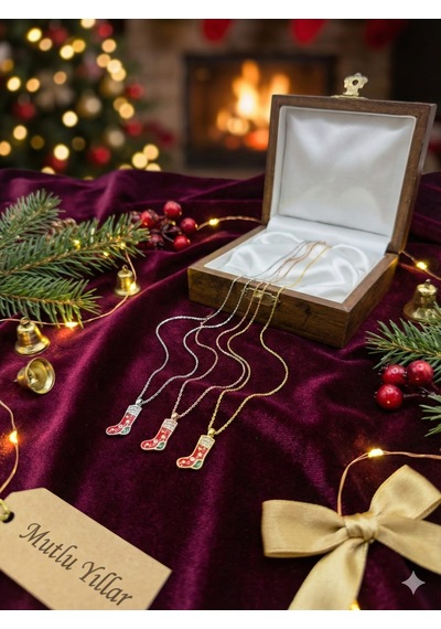 925 Ayar Papatya Silver Yılbaşı Hediye Çizme Kolye.rose.gold.rodaj Gümüş