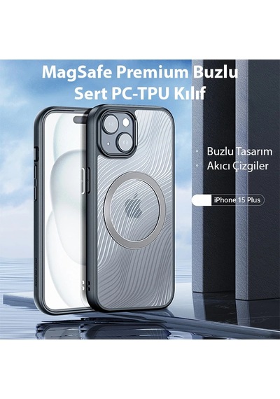 Dux Ducis Apple iPhone Uyumlu 15 Plus Aimo Series Magsafe Premium Buzlu Sert Pc-tpu Kılıf- 5775 Siyah