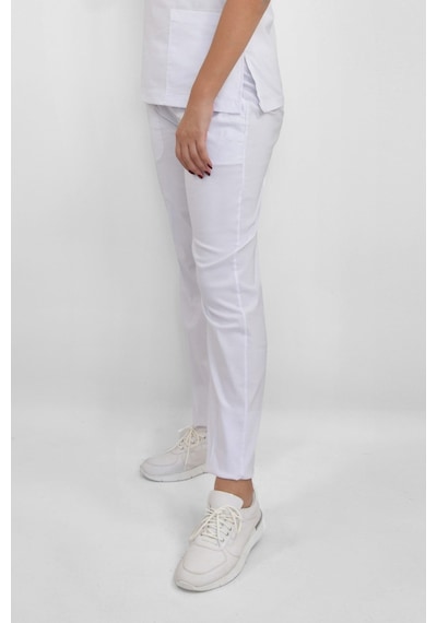 Unisex Beyaz Soft Likralı Cerrahi Doktor Pantolon Hemşire Alt Üniforma Beyaz