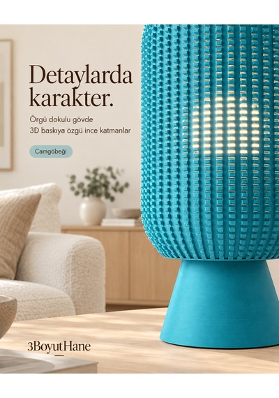 Modern Dekoratif Masa Lambası Salon Ve Yatak Odası İçin Abajur, 10 Renk Seçeneği, E14 Led Uyumlu Mavi