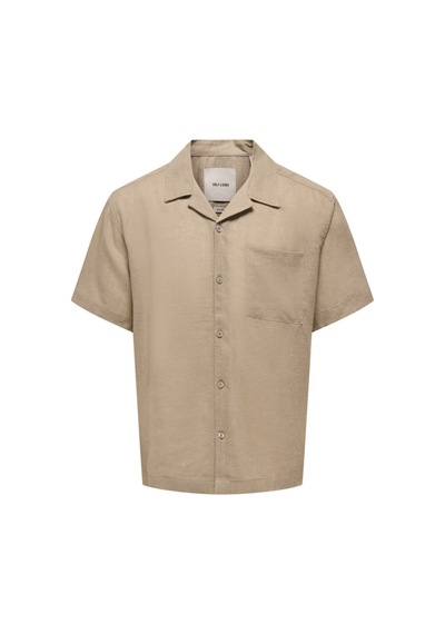 Only & Sons Onslaurence Lınen Resort Collar Ss Noos Erkek Gri Gömlek - 22036242 Chinchilla