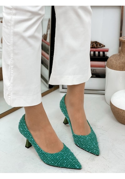 Ervanın Butiği Yeşil Tüvit (Freda) Kadın Stiletto Yeşil
