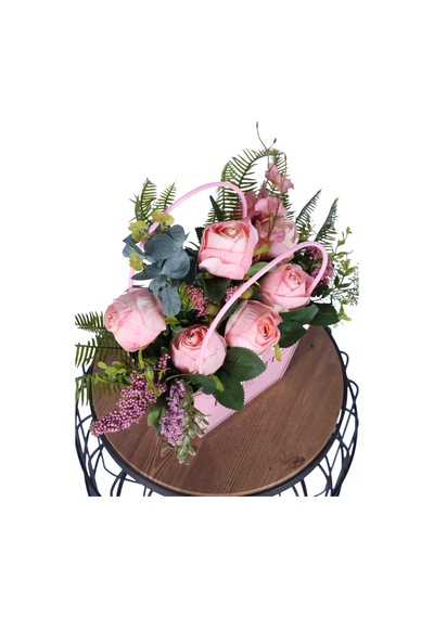 Yapay Çiçek Sitesi Yapay Çiçekli Romantic Çantalı Aranjman Model 9 Pembe