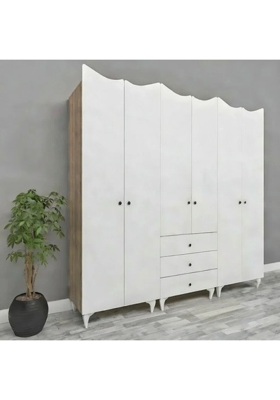 6 Kapılı Country Gardırop Mdf Sis Gri 6 Kapılı Country Gardırop Mdf Sis Gri