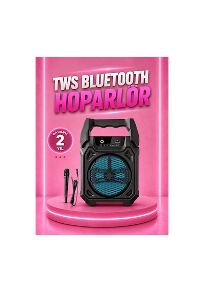 Taşınabilir 6.5 Hoparlör Usb Tf K Mikrofonlu Lı Sistem