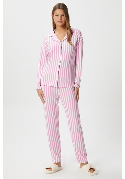 Ritnice Kadın Secret Extra Soft Pembe Beyaz Çizgili Pijama Takım Pembebeyaz Beyaz - Pembe Ritnice Kadın Secret Extra Soft Pembe Beyaz Çizgili Pijama Takım Pembebeyaz Beyaz - Pembe