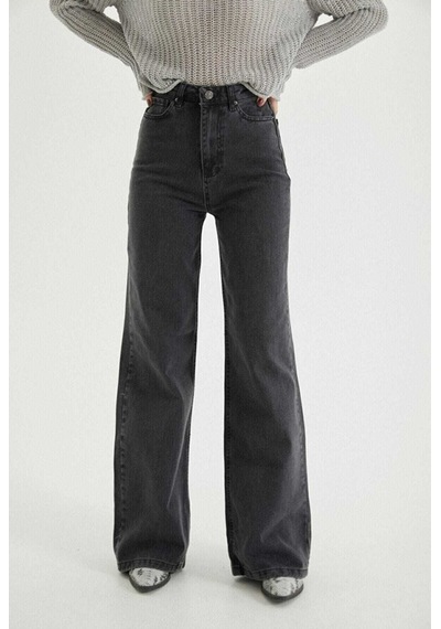 Palazzo Koyu Füme Yüksek Bel Jeans Koyu Füme