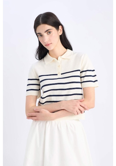 DeFacto Regular Fit Polo Yaka Çizgili Kısa Kollu Triko Tişört	 C4402AX25SPER105