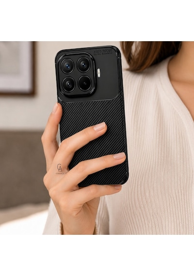 Xiaomi Mi 17t Pro Uyumlu Kılıf Karbon Tasarım Kamera Korumalı Silikon Telefon Kılıfı Kapak Siyah