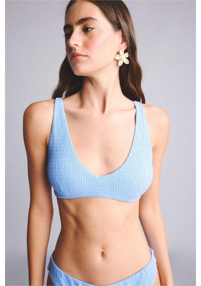 Defacto Regular Fıt Kırışık Dokulu Kumaş Mavi Bikini Üstü G3996ax26smbe552 Mavi-be552