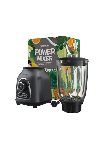 Arendo 1,75 L Cam Blender 1400w Paslanmaz Çelik 6 Bıçaklı Smoothie Mikseri Siyah