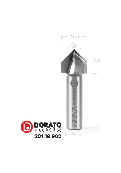 Dorato 19mm 90 derece V uçlu Cnc, Freze Ucu