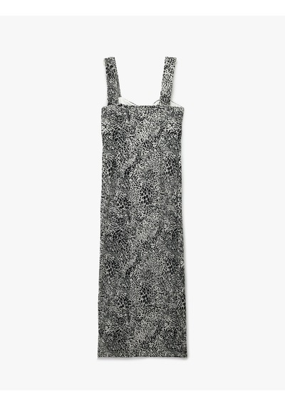 Koton Bürümcük Kalın Askılı Bodycon Yırtmaç Detaylı Kolsuz Uzun Leopar Elbise Siyah Desenli 5sal80046ık Siyah Desenli Koton Bürümcük Kalın Askılı Bodycon Yırtmaç Detaylı Kolsuz Uzun Leopar Elbise Siyah Desenli 5sal80046ık Siyah Desenli