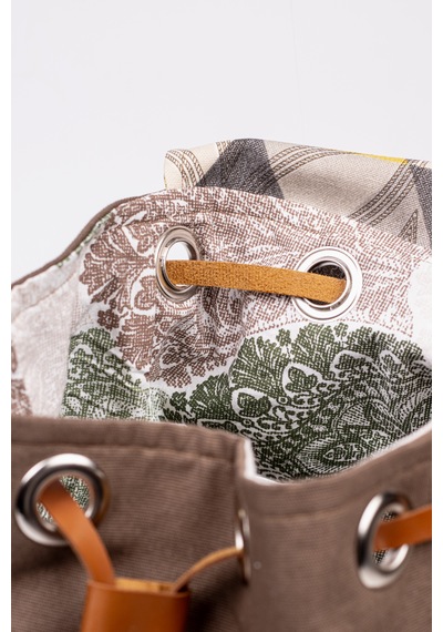 Fabric Craft Bag Sırt Çantası Duck Kumaş Kapaklı 38x40 Cm Kahverengi