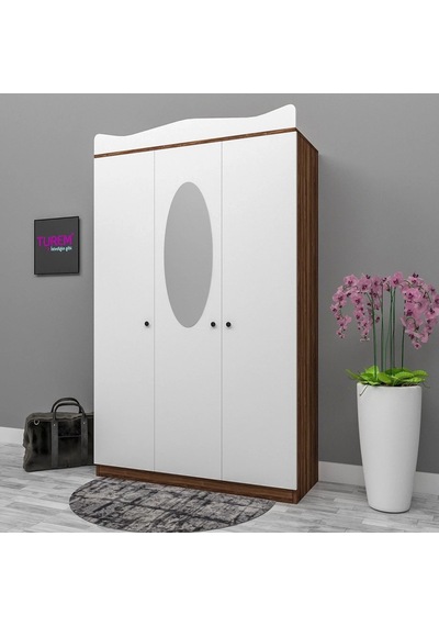 3 Kapılı Taçlı Gardrop Suntalam Sis Gri