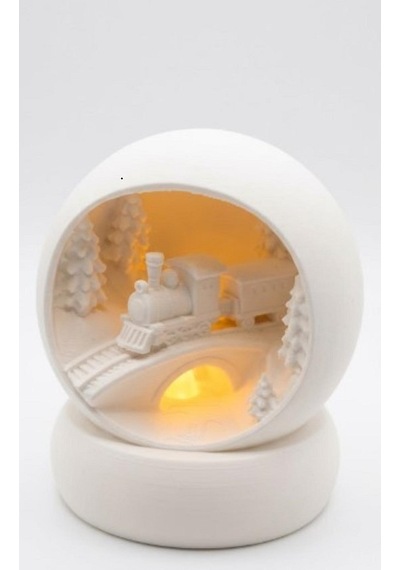Tren Detaylı Tealight Mumluk Beyaz