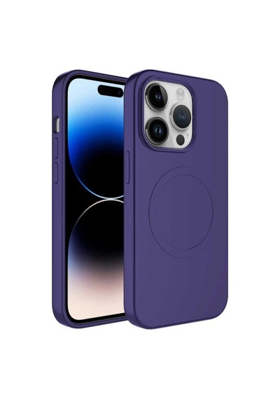 Apple Uyumlu iPhone 13 Pro Kılıf M-safe Wireless Şarj Özellikli Pastel Renk Silikon Zore Plas Kapak Mürdüm