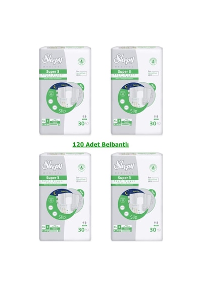 Sleepy Süper3 Belbantlı Hasta Bezi Xl Beden 4 Paket 120 Adet