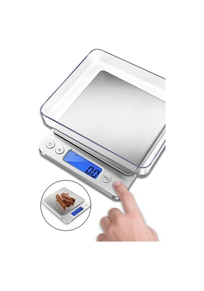 Dijital İnox Çelik 3 Kg Kapasiteli Dijital Hassas Kantar Mutfak Tartısı Terazi Gri