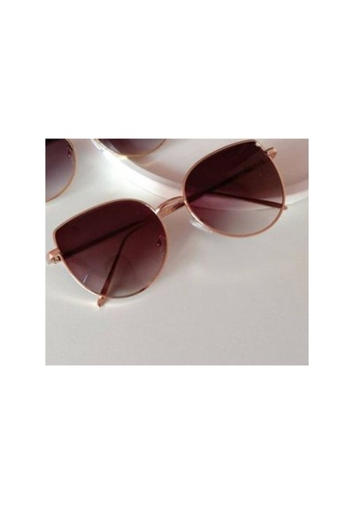 Cat Eye Unisex Güneş Gözlüğü Kahverengi - 617597038 Altın