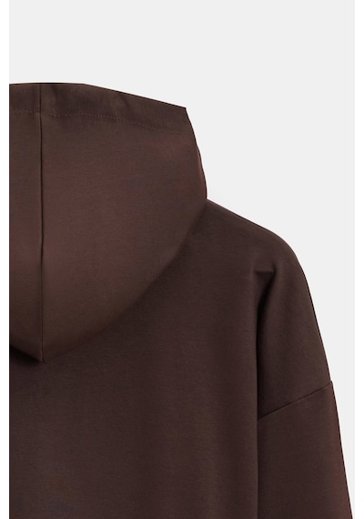 Sââde Kadın Oversize Kapüşonlu Basic Hoodie Sweatshirt Acı Kahverengi