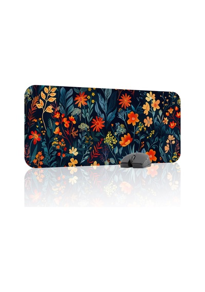 Çiçek Desenleri Kaymaz Dikişli Kauçuk Oyuncu Mousepad V3 - 70x30 Xl Gaming Mouse Pad Fare Altlığı