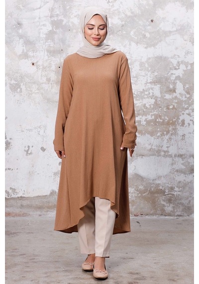 Bestenur Asimetrik Kesim Tunik 1253 - Vizon