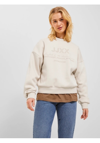 Jjxx Bisiklet Yaka Rahat Kesim Bej Kadın Sweatshirt 12250175 001