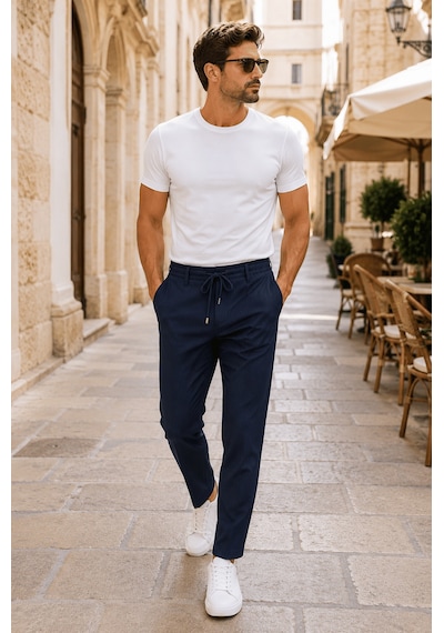 Danger Erkek Comfort Fit Lacivert Çizgili Jogger Pantolon Esnek Kumaş 0247dngr