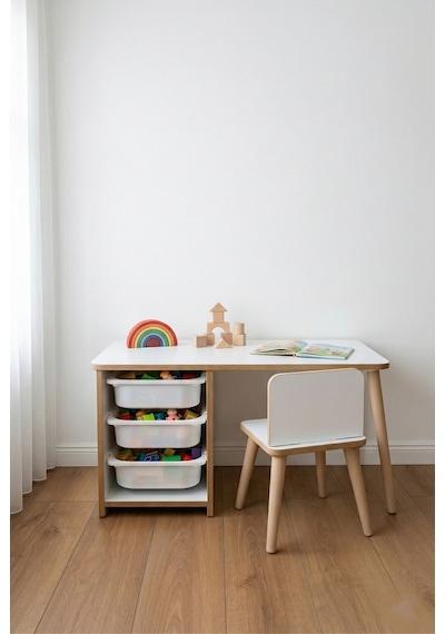 Çocuk Masa Sandalye Takımı 90x45 Cm 3 Sepetli Çocuk Çalışma Masası Aktivite Masası Yaz-sil Beyaz Çocuk Masa Sandalye Takımı 90x45 Cm 3 Sepetli Çocuk Çalışma Masası Aktivite Masası Yaz-sil Beyaz