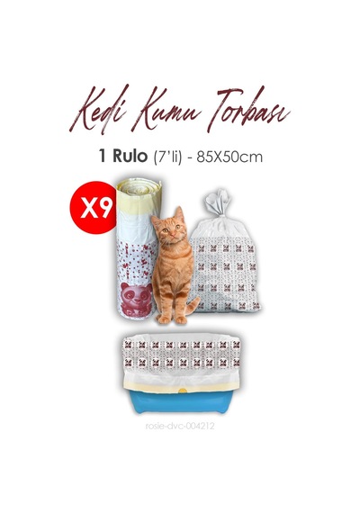 Rosie Kedi Kumu Torbası 85 x 50 CM 7'li 9 Rulo