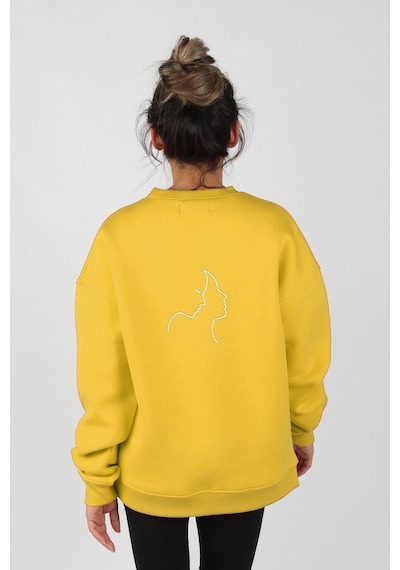 Kadın Sıfır Yaka Baskılı Sweatshirt 001