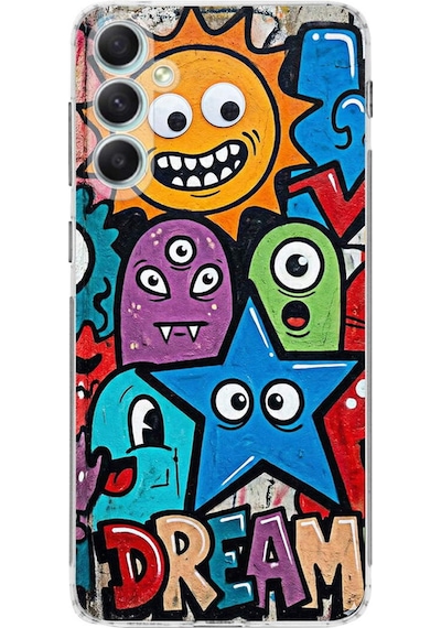 Samsung Galaxy A34 İle Uyumlu Grafiti Dream Street Tasarımlı Şeffaf Silikon Kılıf Şeffaf