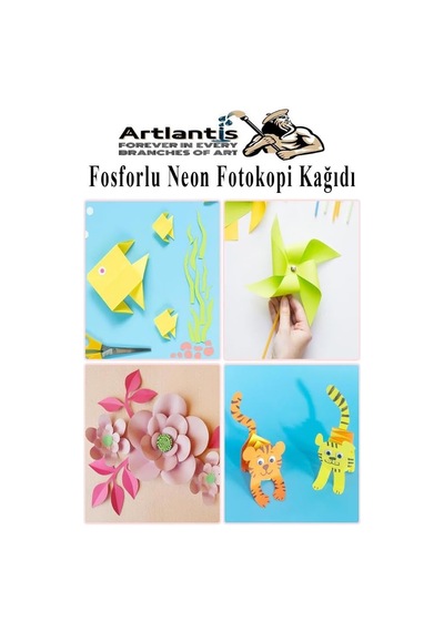 Artlantis Neon Fosforlu Renkli A4 Fotokopi Kağıdı 50 Li 1 Paket 50 Adet Fosforlu 5 Renk Parlak Canlı Renkler Fotokop Genel