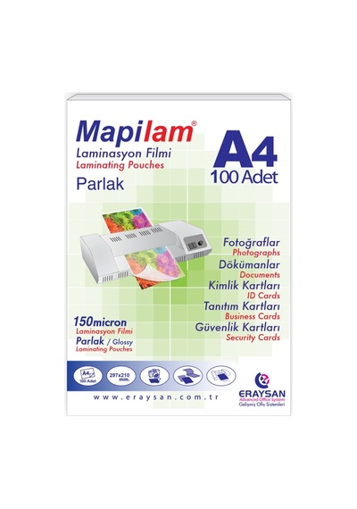 Mapilam 150 Mic. Parlak Laminasyon Filmi A4 100 Lü