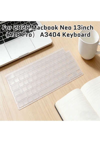 Apple Uyumlu MacBook Neo 13inç A18 Pro A3404 Klavye Koruyucu Şeffaf Silikon Ped Renksiz