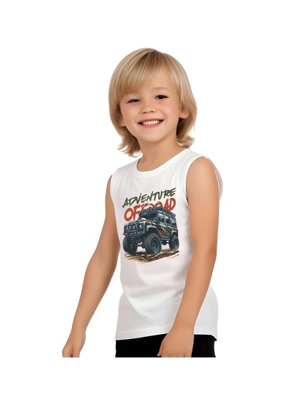 Fyk Kids Erkek Çocuk Advanture Baskılı Alt-üst Takım Beyaz