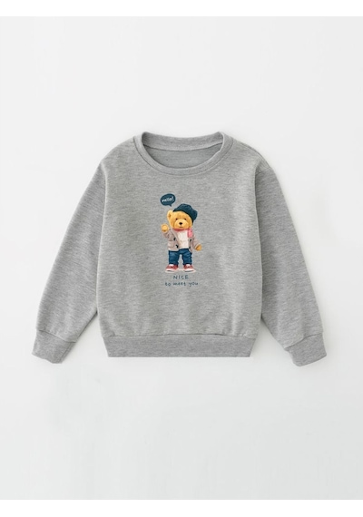 Panios Kids 2'li Unlimited Riders-nice To Meet You Baskılı Erkek Çocuk Gri-siyah Sweatshirt Gri - Siyah1