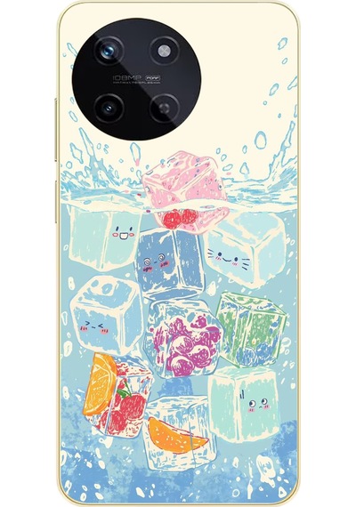 Realme 11 4g Uyumlu Kare Buzlar Baskılı Silikon Kılıf Renkli